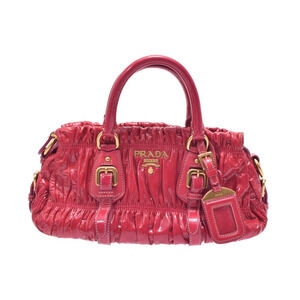 Prada handbag pink enamel Gathered Gaufre strap